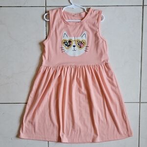 Peach Cat Face Kids Dress